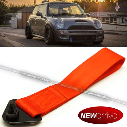 Fit GTI Bolt On Nylon 50mm Towing Belt Bumper Tow Hook Strap Red - Autumn Wish Auto Art