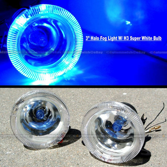 Audi A4 A3 3" Round Super White Blue Halo Bumper Driving Fog Light Lamp Kit - Autumn Wish Auto Art