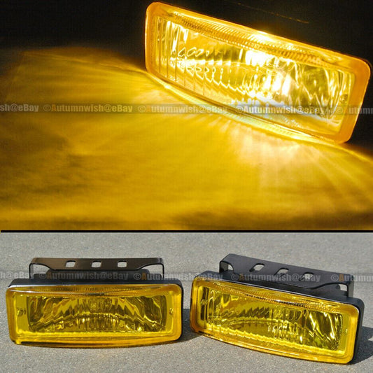 Hummer H3 H1 5 x 1.75 Square Yellow Driving Fog Light Lamp Kit W/ Switch & Harness - Autumn Wish Auto Art
