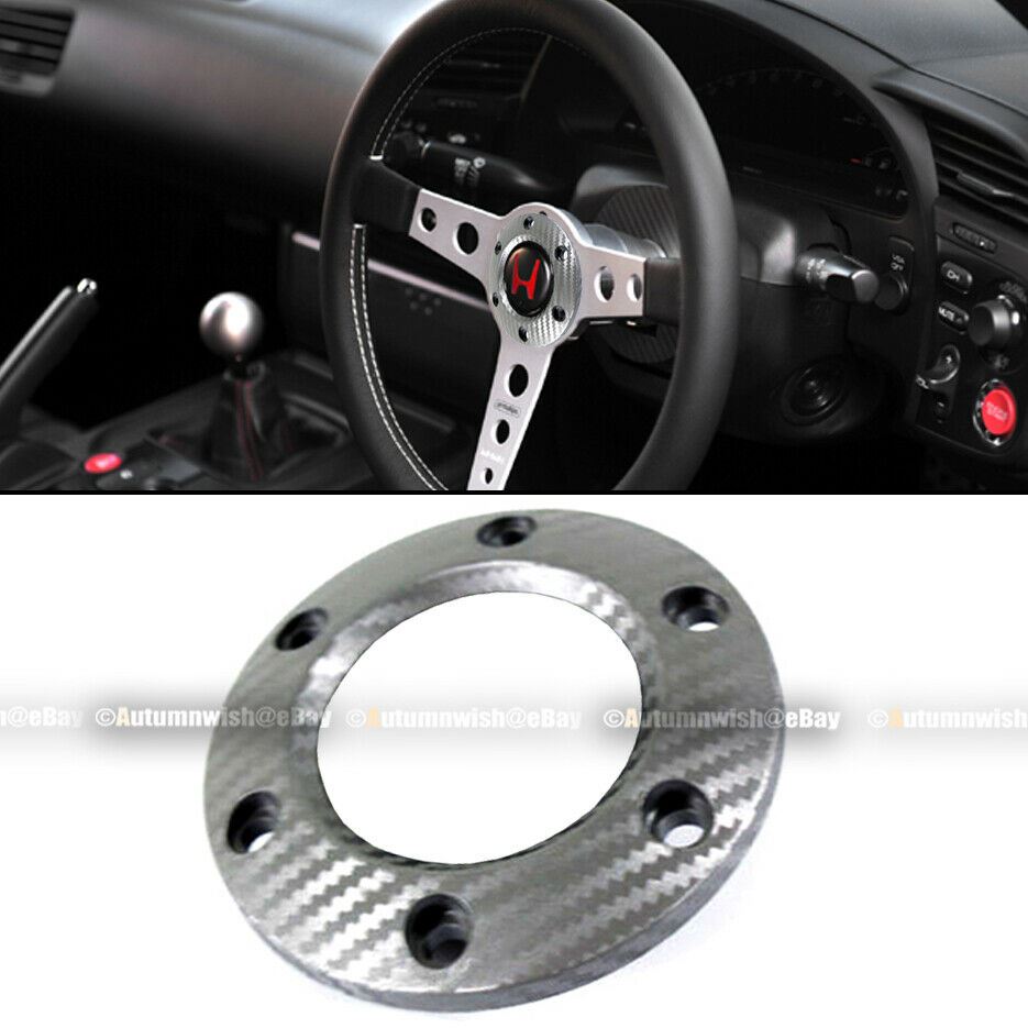 Fit 6 Bolt Pattern Silver Carbon Painted Steering Wheel Center Horn Button Ring - Autumn Wish Auto Art