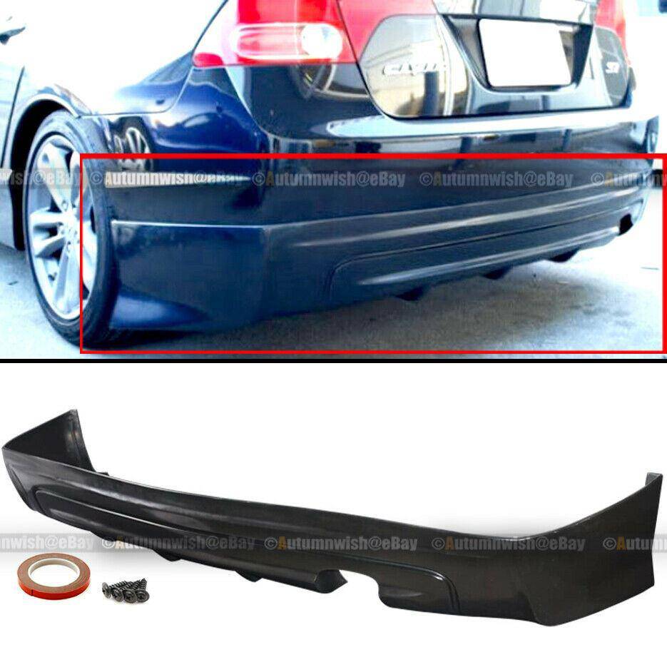 Honda Civic 06-08 4 Dr Sedan Mugen Style PU Rear Bumper Lip Spoiler Body Kit - Autumn Wish Auto Arts