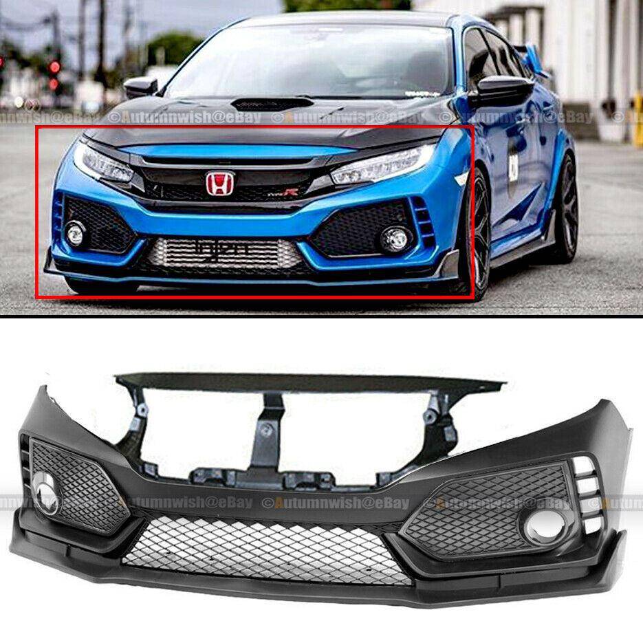 Honda Civic 16-19 10th Type R Style Unpainted Front Bumper Cover Fascia Trim - Autumn Wish Auto Arts