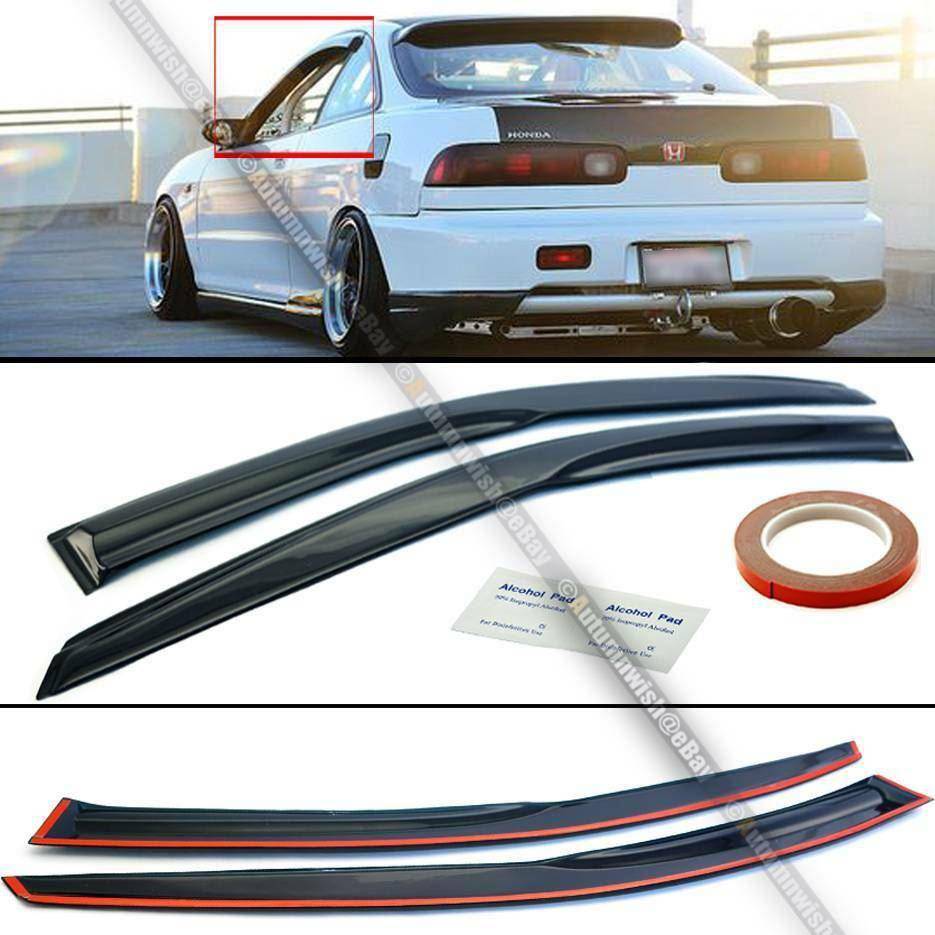 Acura Integra 94-01 3DR Hatchback 2Pcs Solid Black MU Style Wavy Window Visor - Autumn Wish Auto Arts