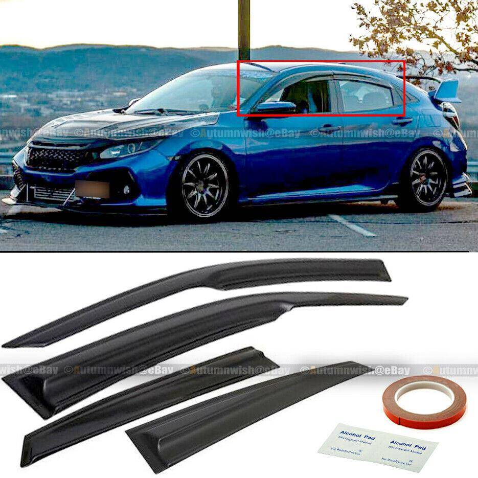 Honda Civic 17-20 Hatchback Mugen Style Wavy UV Window Visor Vent Shade - Autumn Wish Auto Arts