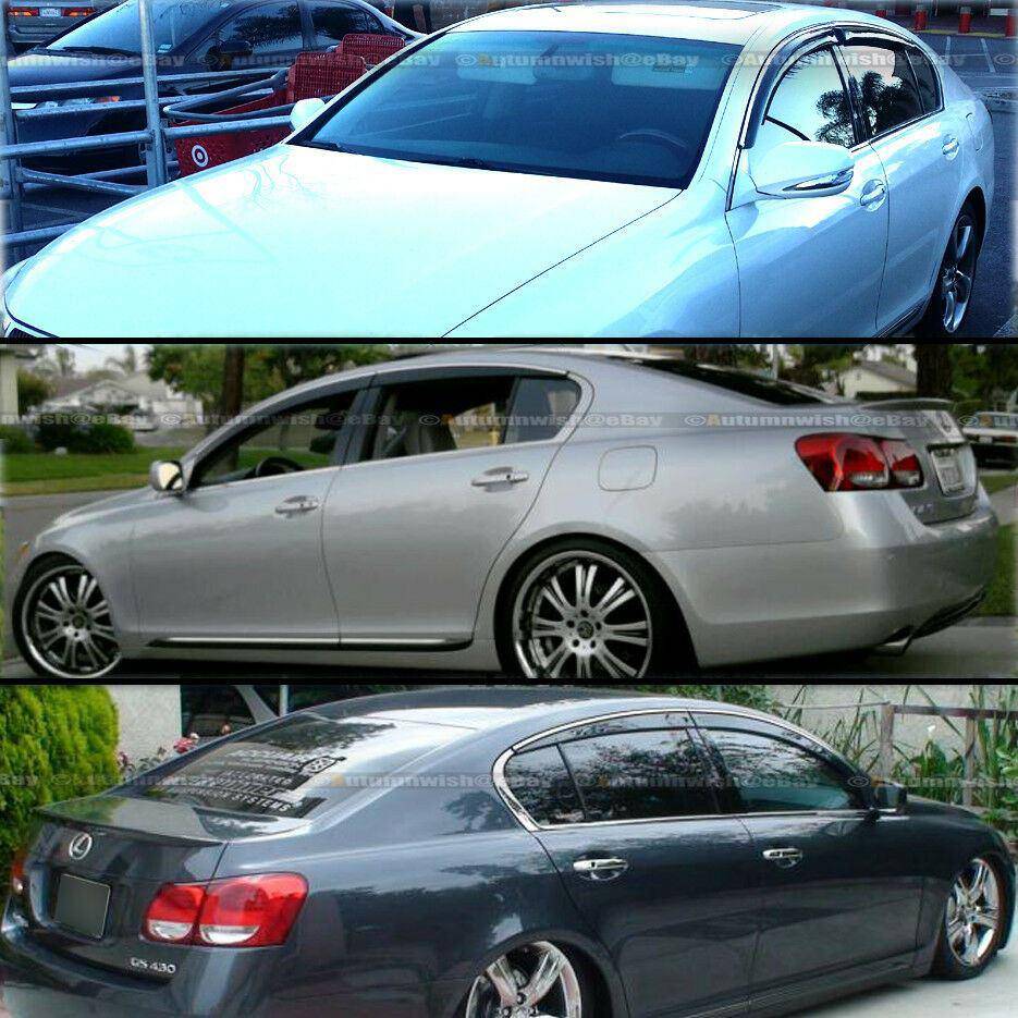 Lexus GS300 GS430 GS450 06-11 Chrome Trim Black Tinted Sun Shade Window Visor - Autumn Wish Auto Arts