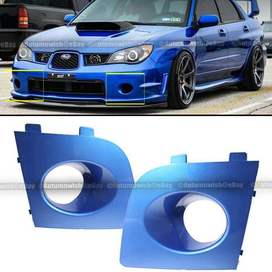 Subaru Impreza WRX 06-07 Pair Blue Painted Fog Light Lamp Bezel Bumper Cover Cap - Autumn Wish Auto Arts