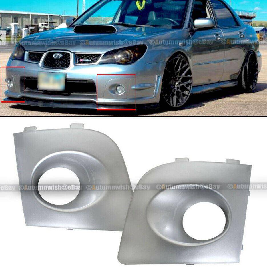 Subaru Impreza WRX 06-07 Pair Silver Painted Fog Light Lamp Bezel Bumper Cover Cap - Autumn Wish Auto Arts