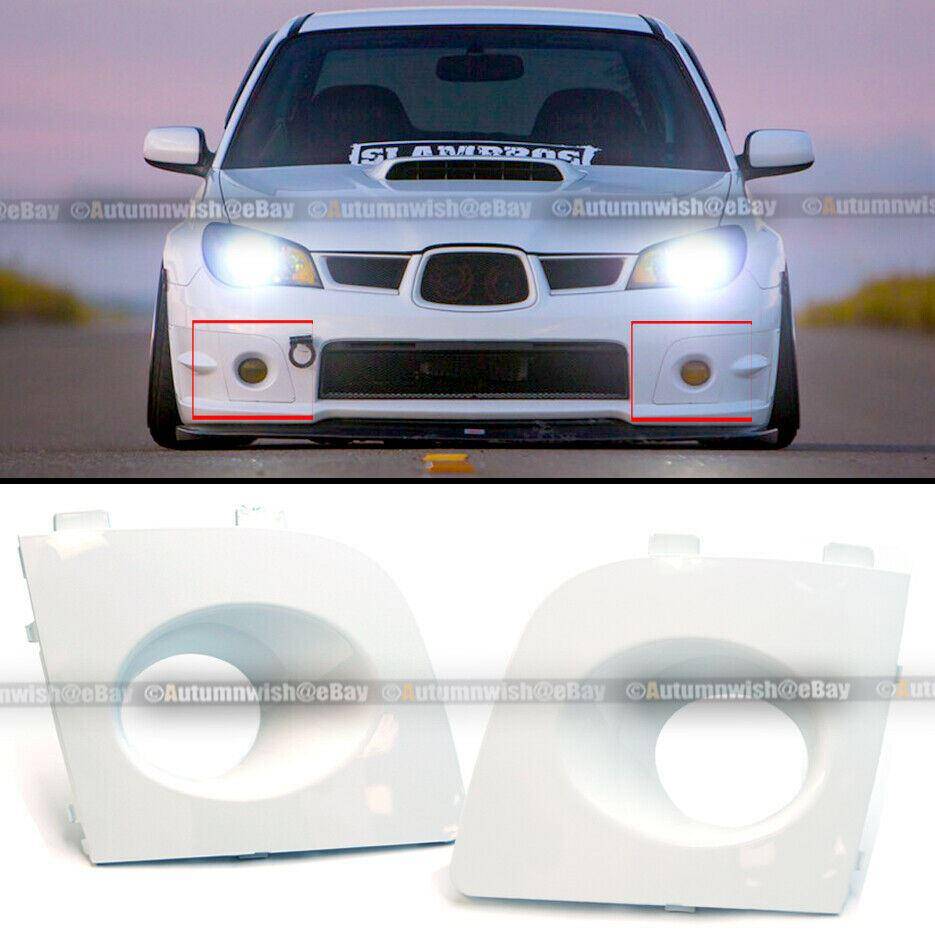 Subaru Impreza WRX 06-07 Pair White Painted Fog Light Lamp Bezel Bumper Cover Cap - Autumn Wish Auto Arts