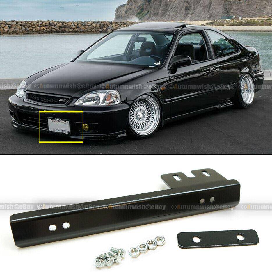 Universal Fit Black Aluminum Front Bumper License Plate Mount Relocate Bracket - Autumn Wish Auto Arts