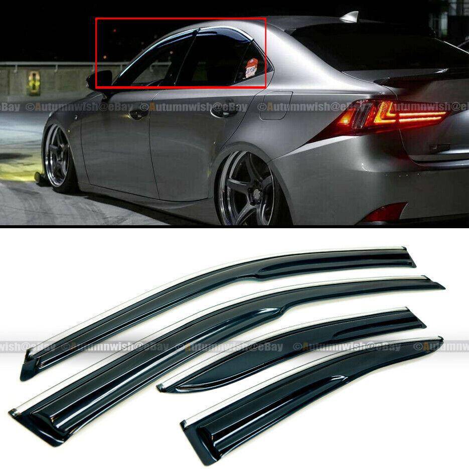 Lexus IS250 IS350 IS200 14-19 Chrome Trim Mugen Style Wavy Window Visor Vent Guard - Autumn Wish Auto Arts