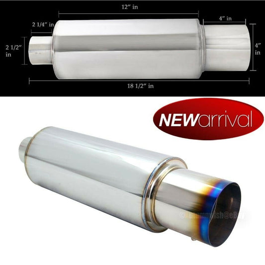 Fit xB N1 Weld On Flat Burn 4" Tip Chrome Tip 2.5" Muffler Exhaust Adj Silencer - Autumn Wish Auto Art