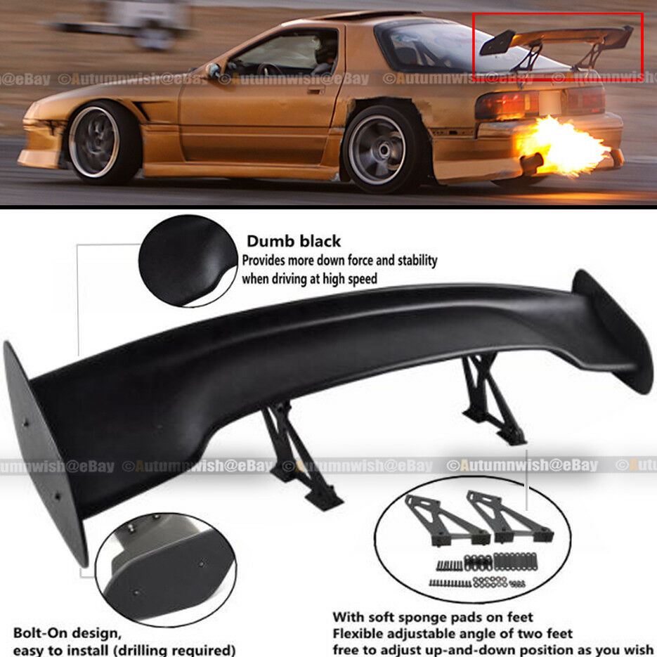 5JDM 57" GT Style Adjustable Bracket Down Force Spoiler Wing ABS Black - Autumn Wish Auto Art