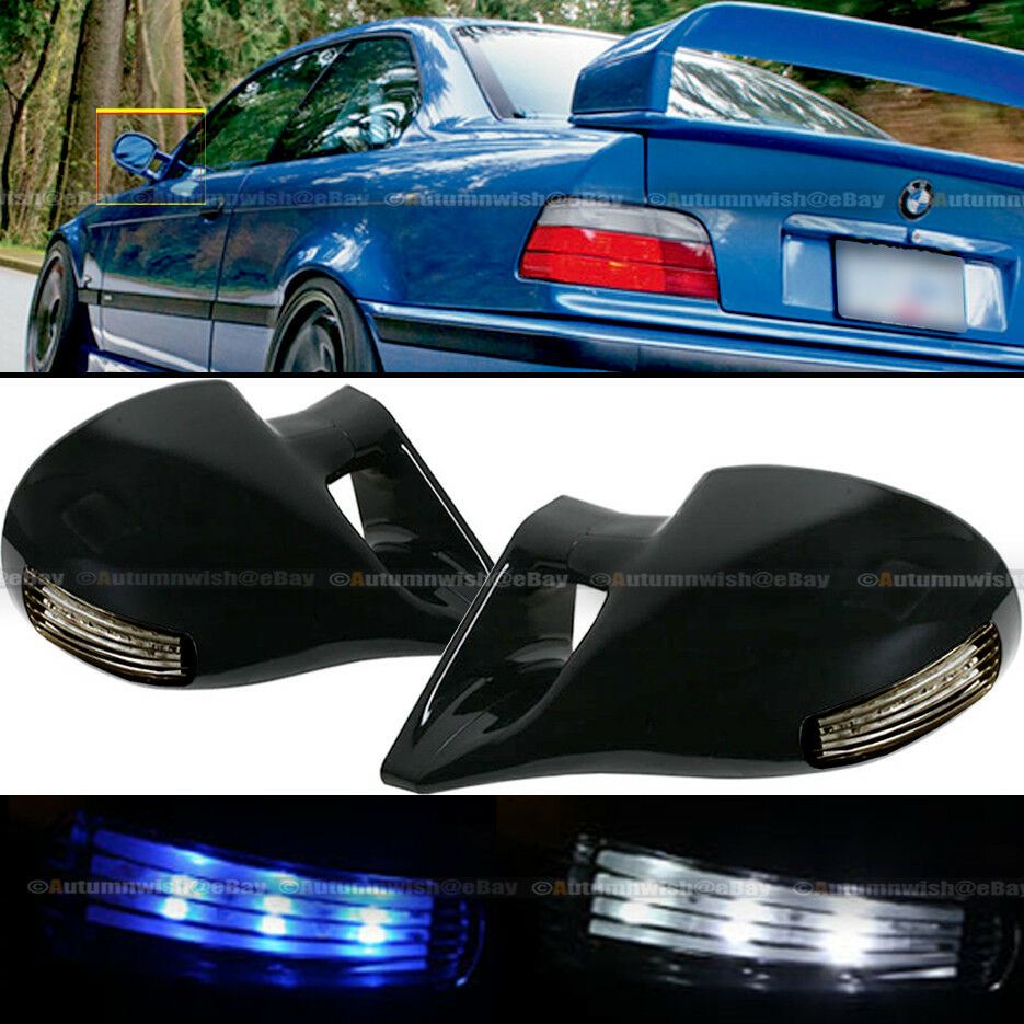 For 99-03 Protege M-3 Style LED Signal Powered Glossy Black Side View Mirror - Autumn Wish Auto Art