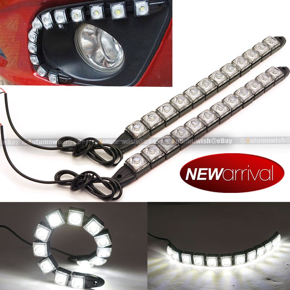 Fit SC2 12 LED Driving DRL Daytime Running Light Flexible Strip White - Autumn Wish Auto Art