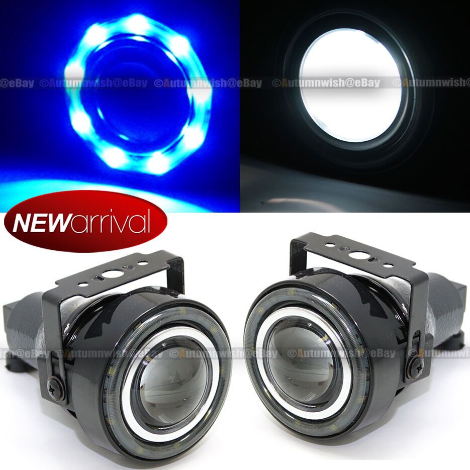 Porsche Boxster 3" Round Projector Fog Lamps w/ 9 Blue LED Halo Light Set - Autumn Wish Auto Art