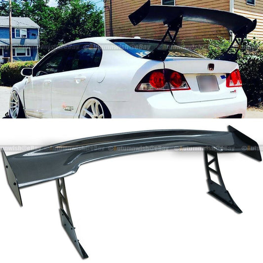For JDM 61" GT Carbon Fiber Down Force Ultrawide Tall Stand Trunk Spoiler Wing - Autumn Wish Auto Art