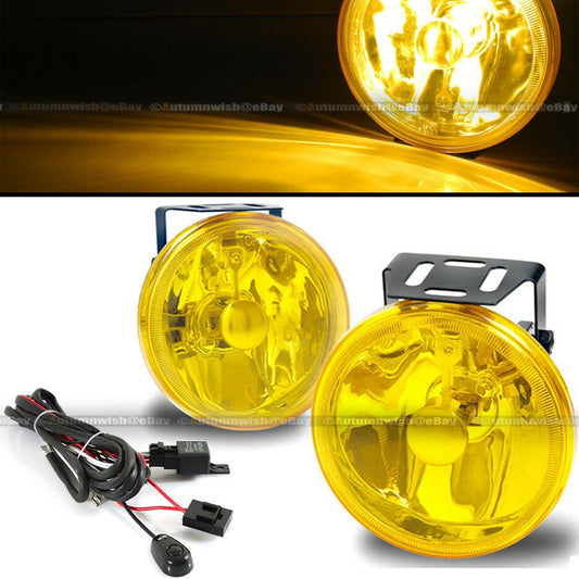 For Dakota 4" Round Yellows Bumper Driving Fog Light Lamp + Switch & Harness - Autumn Wish Auto Art
