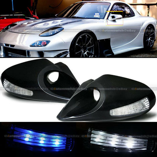 Honda 97-01 Prelude Zero Style Manual Blue / White LED Signal Side Mirror - Autumn Wish Auto Art