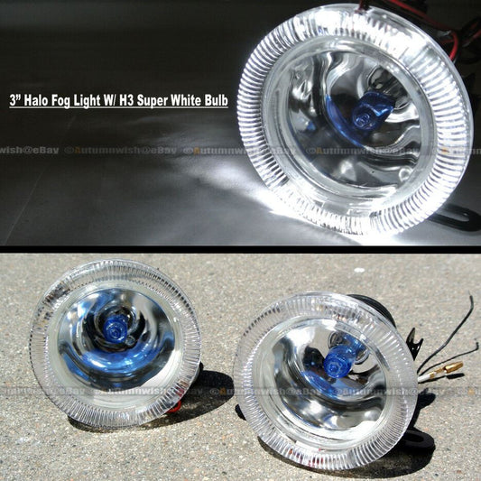 GMC Sierra 3500 3" Round Super White Halo Bumper Driving Fog Light Lamp Compl Kit - Autumn Wish Auto Art