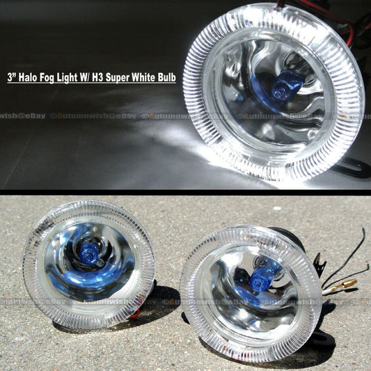 For Spark 3" Round Super White Halo Bumper Driving Fog Light Lamp Compl Kit - Autumn Wish Auto Art