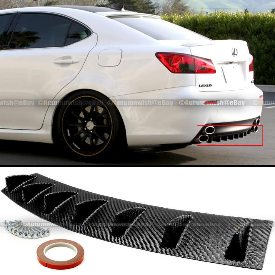 Fit C240 Bolt On Carbon Fiber Texture Matte Finish ABS Rear Bumper Diffuser - Autumn Wish Auto Art