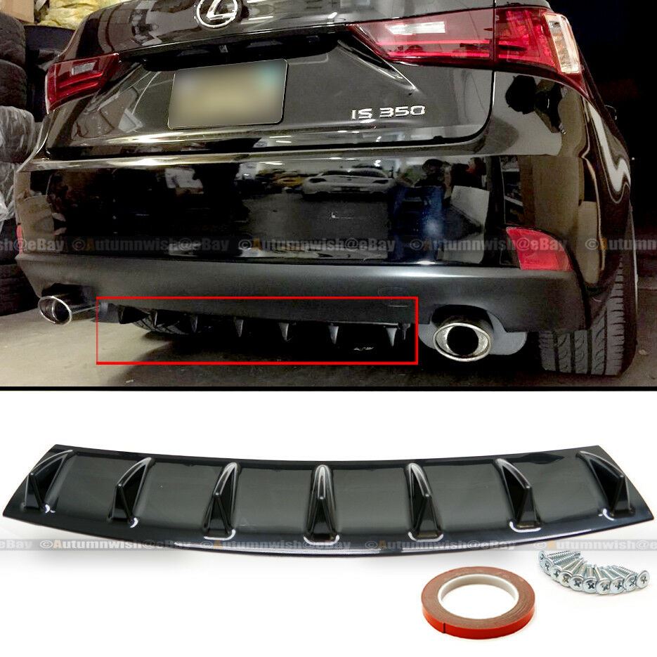 Fit GTI Bolt On Painted Glossy Black Finish ABS Rear Bumper Diffuser - Autumn Wish Auto Art