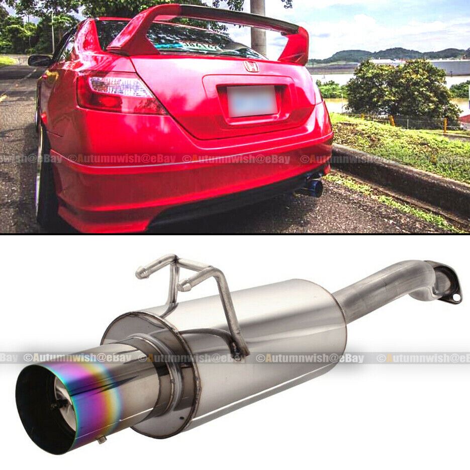 Honda 06-10 Civic 2/4 DR Stainless Steel Axle back Exhaust Muffler 4" Green Tip - Autumn Wish Auto Art