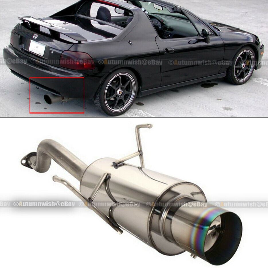 For 93-97 Del Sol Stainless Steel Bolt On Axle back Exhaust Muffler Green Tip - Autumn Wish Auto Art