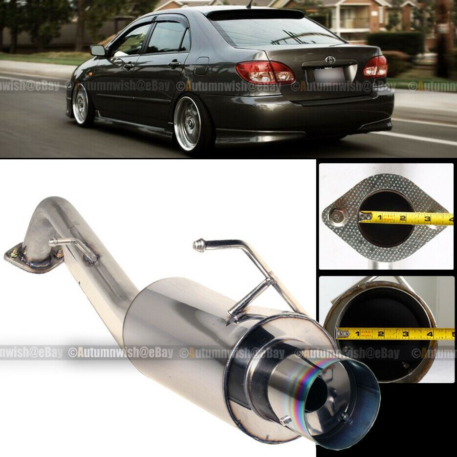 For 03-07 Corolla Stainless Steel Bolt On Axle Back Exhaust Muffler Green Tip - Autumn Wish Auto Art