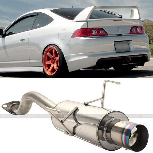 Fit RSX Type S Stainless Steel Bolt On Axle Back Exhaust Muffler Green Burnt Tip - Autumn Wish Auto Art
