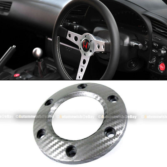 Fit 6 Bolt Pattern Silver Carbon Painted Steering Wheel Center Horn Button Ring - Autumn Wish Auto Art