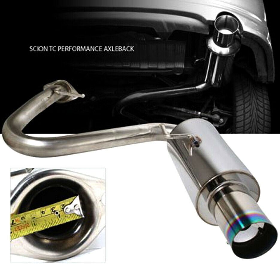 Fit 05-10 Scion tC Stainless Axle back Exhaust Chrome Muffler 4" Green Burn Tip - Autumn Wish Auto Art