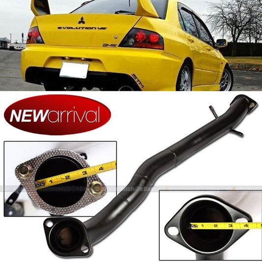 Fit 03-05 Evo 8 Stainless Steel Black 3" Turbo Down Pipe Downpipe Exhaust - Autumn Wish Auto Art