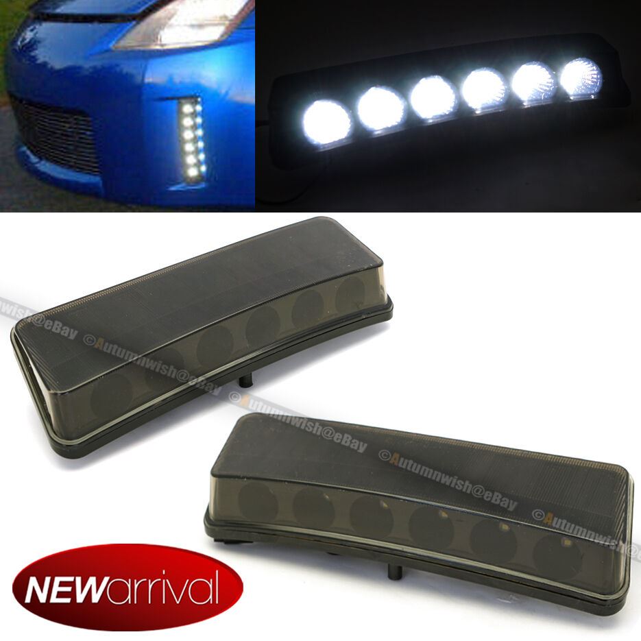 Nissan 350z 03-05 Smoke Lens Chrome Housing Bumper LED DRL 6000k Fog Llight Lamp - Autumn Wish Auto Art