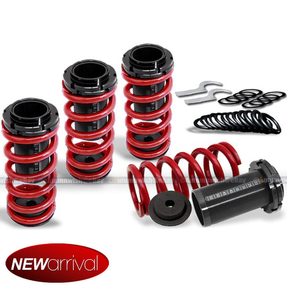 Fit 93-97 Del Sol Red Black Adjustable Suspension Lowering Coilover Spring Kit - Autumn Wish Auto Art
