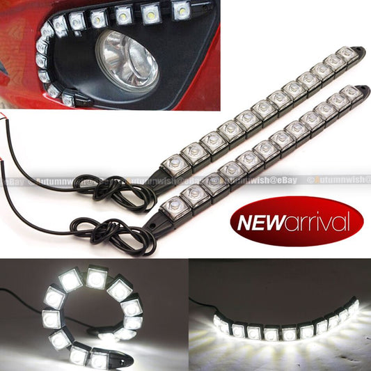 Fit Mustang 12 LED Driving DRL Daytime Running Light Flexible Strip White - Autumn Wish Auto Art