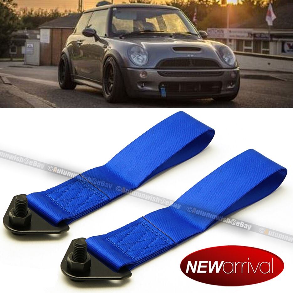 Mitsubishi 3000GT Bolt On Nylon 50mm Pair Towing Belt Bumper Tow Hook Strap Blue - Autumn Wish Auto Art