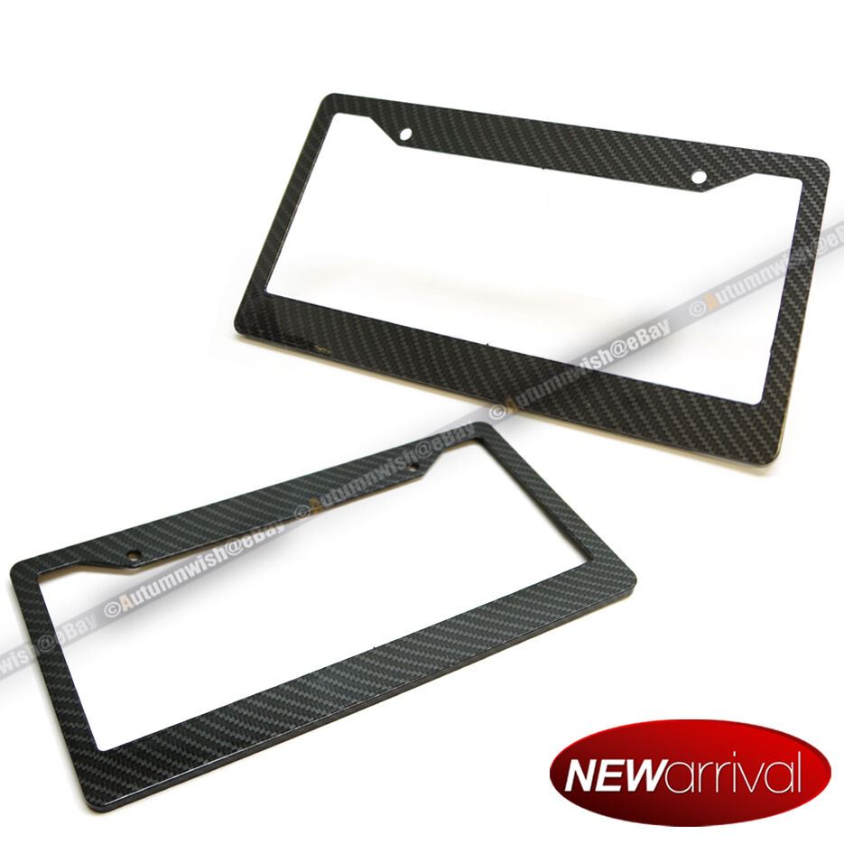 BMW: 3-Series Black Carbon Fiber Look Painted License Plate Frame x 2 - Autumn Wish Auto Art