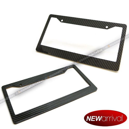 For: Echo Black Carbon Fiber Look Painted License Plate Frame x 2 - Autumn Wish Auto Art