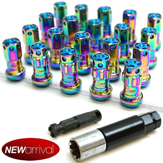 For Toyota Scion M12 X 1.5 mm Neo Chrome Blue Closed End Steel Lug Nuts Set - Autumn Wish Auto Art