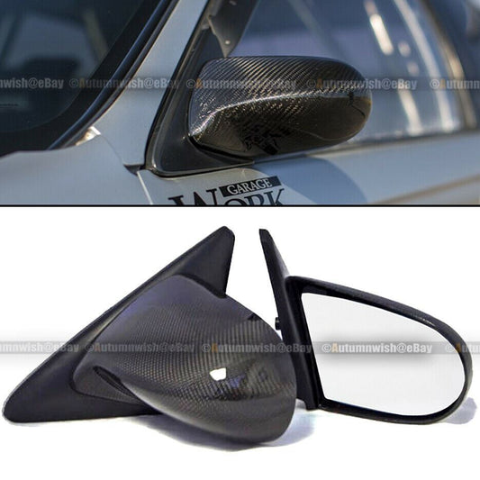 For Honda 88-91 CRX Pair Carbon Fiber Manual Adjustable Spoon Style Side Mirror - Autumn Wish Auto Art