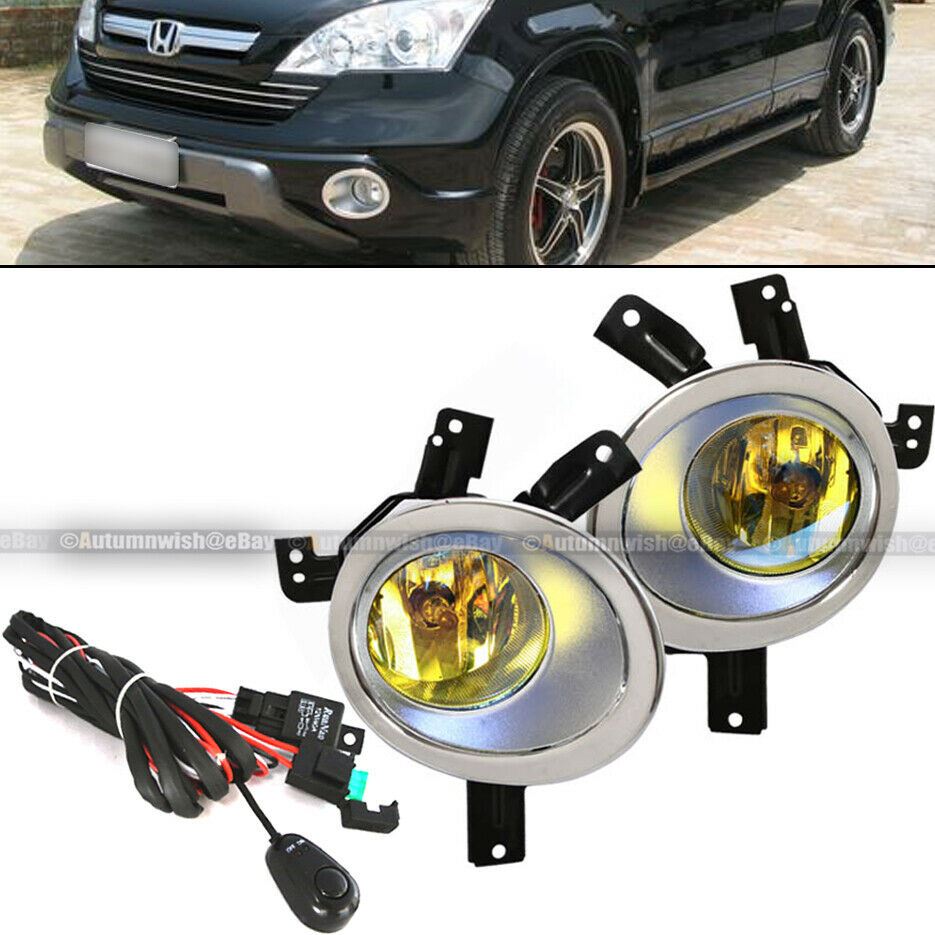 For 07-09 Honda CR-V CRV Yellow Fog Lights Front Bumper Lamps w/Wiring+Switch - Autumn Wish Auto Art