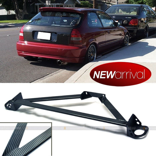 Honda Civic Integra 3 Point Carbon Fiber Paint Front Upper Strut Tower Brace Bar - Autumn Wish Auto Art