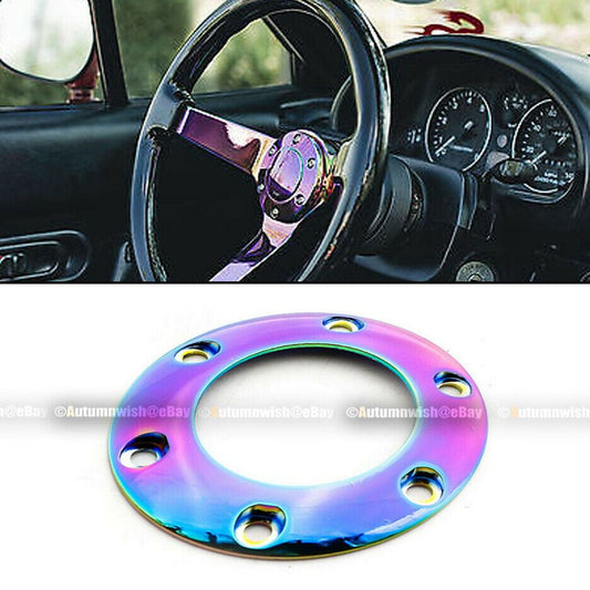 Universal Fit 6 Bolt Pattern Neo Chrome Steering Wheel Center Horn Button Ring - Autumn Wish Auto Art
