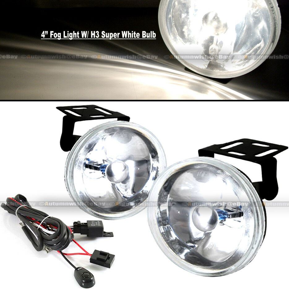 Ford Mustang 4" Round Super White Bumper Driving Fog Light Lamp Kit Complete Set - Autumn Wish Auto Art
