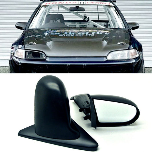 Honda 92-95 Civic 2/3DR Manual Adjustable Spoon Style JDM Side View Mirror - Autumn Wish Auto Art