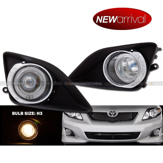 For 09 10 Corolla Super White Halo Bumper Projector Fog Light w/ Black Frame - Autumn Wish Auto Art