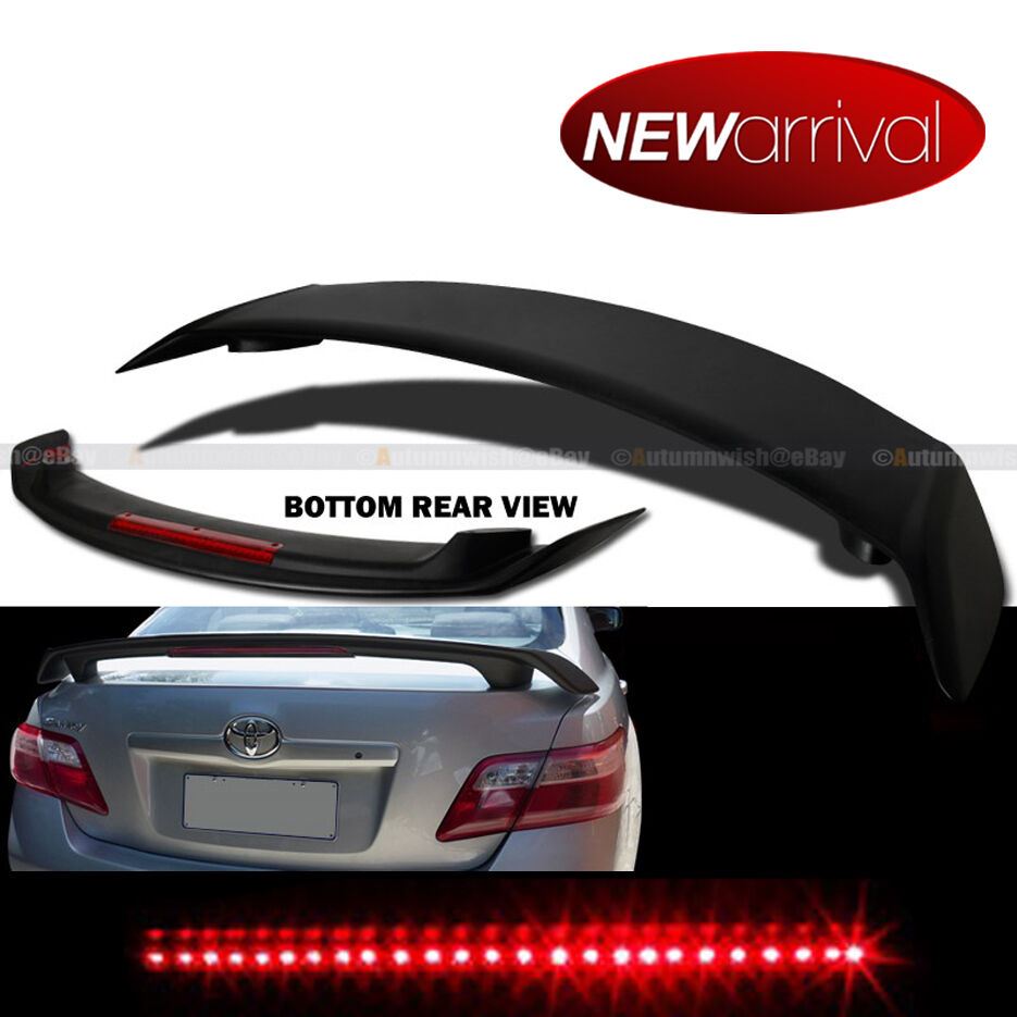 Toyota 07-11 Camry Unpainted Black Rear Trunk Spoiler w/ Red LED 3rd brake light - Autumn Wish Auto Art