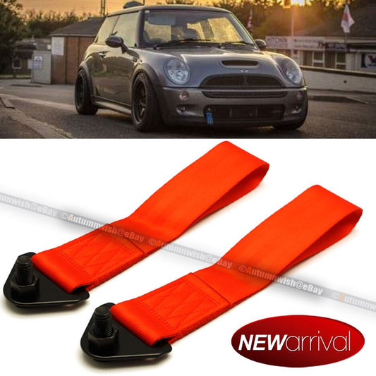 Fit GTI Bolt On Nylon 50mm Pair Towing Belt Bumper Tow Hook Strap Red - Autumn Wish Auto Art