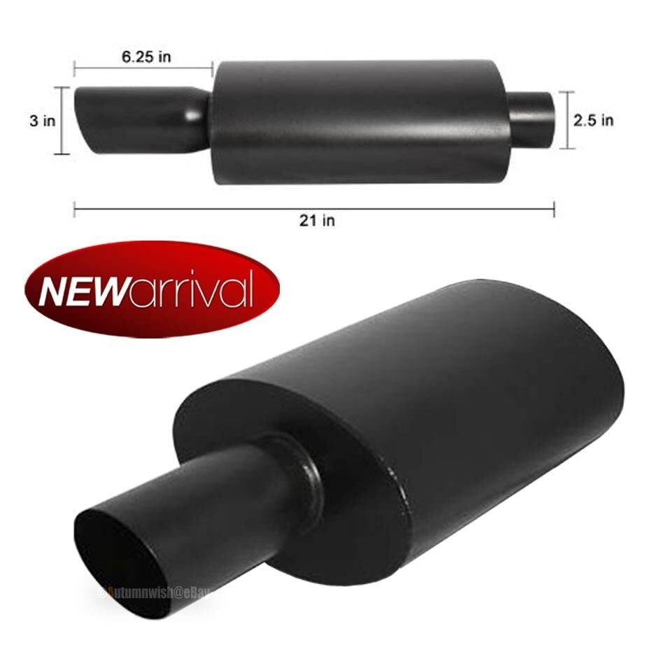 Fit Impreza 3" Slant Tip 2.5" Inlet Ceramic BLK Stainless Steel Weld On Muffler - Autumn Wish Auto Art